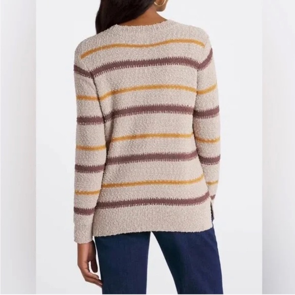 MASON & BELLE Marled Stripe Side Slit Sweater Size Large - Picture 3 of 14
